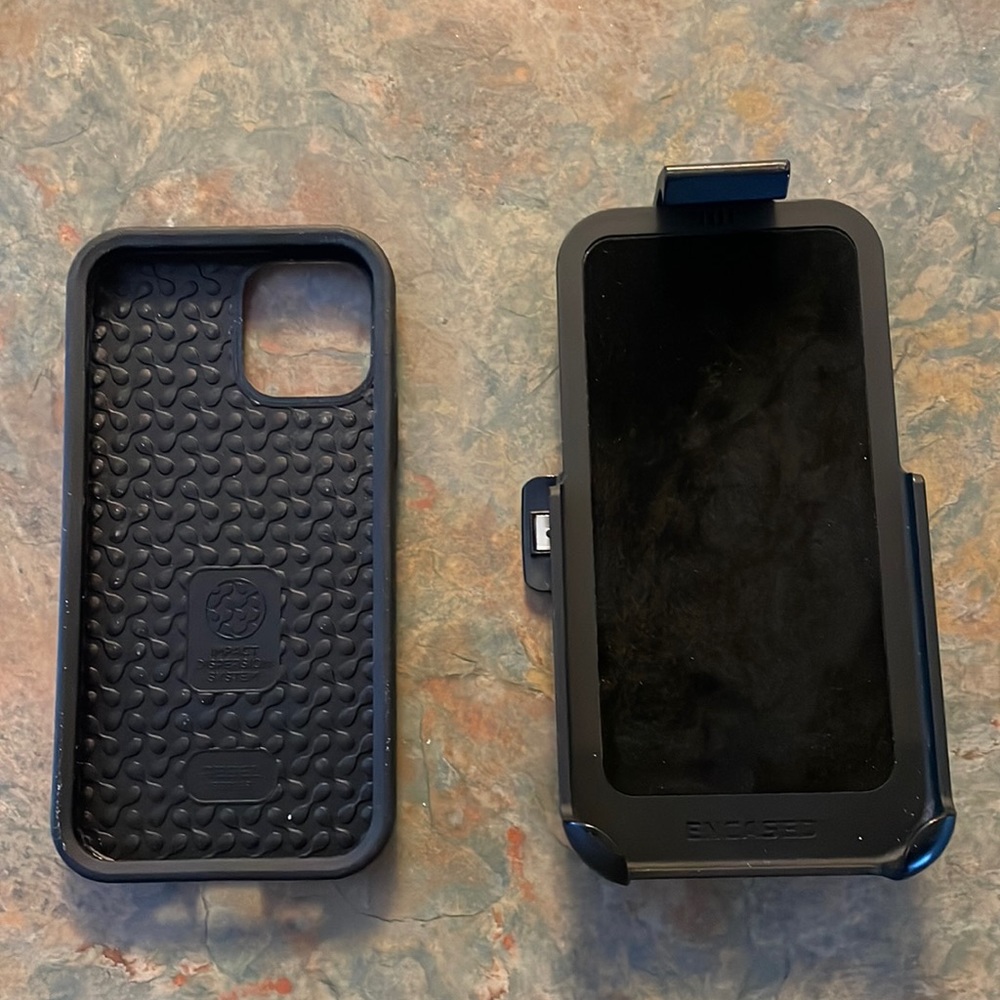 Lightly used I-Phone 12 case with belt clip/holster